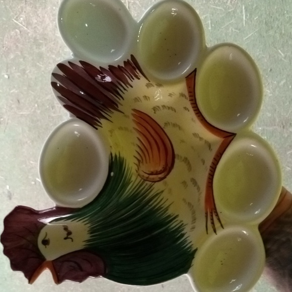 Kitchen Vintage Rooster Deviled Egg Holder Hand Painted Poshmark